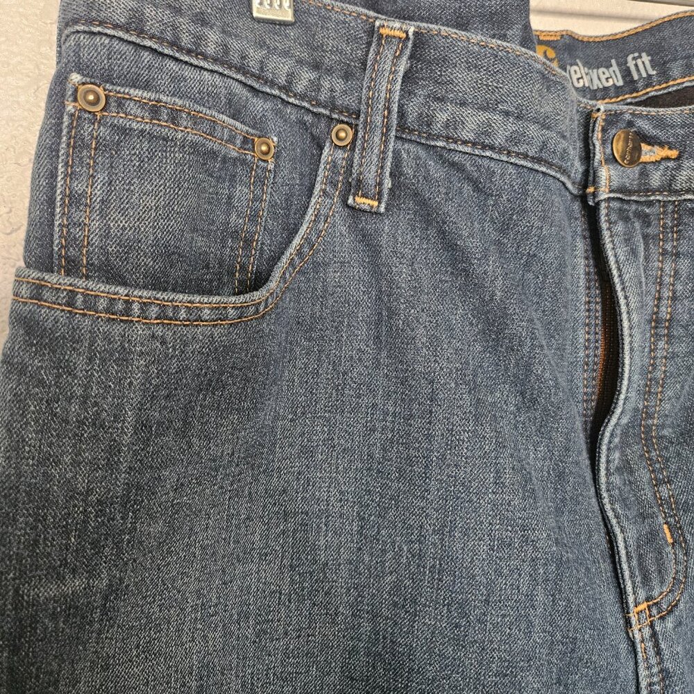 Carhartt Mens Fleece Lined Blue Jeans SZ 40×32 Pants Relaxed Fit Insulated denim - Picture 5 of 11